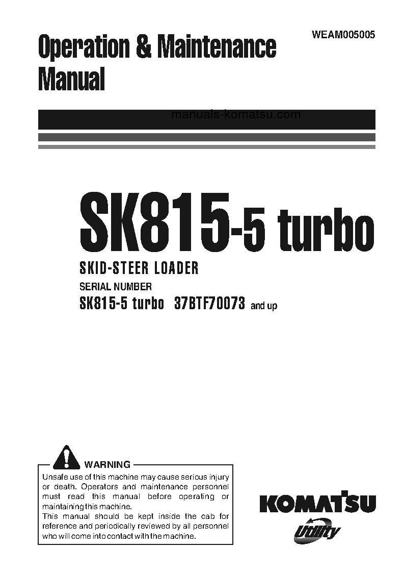 SK815-5(ITA)-TURBO S/N 37BTF70073-UP Operation manual (English)