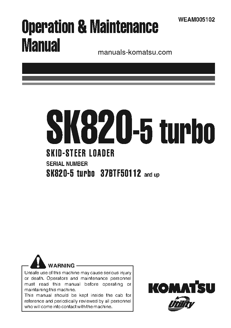 SK820-5(ITA)-TURBO S/N 37BTF50112-UP Operation manual (English)