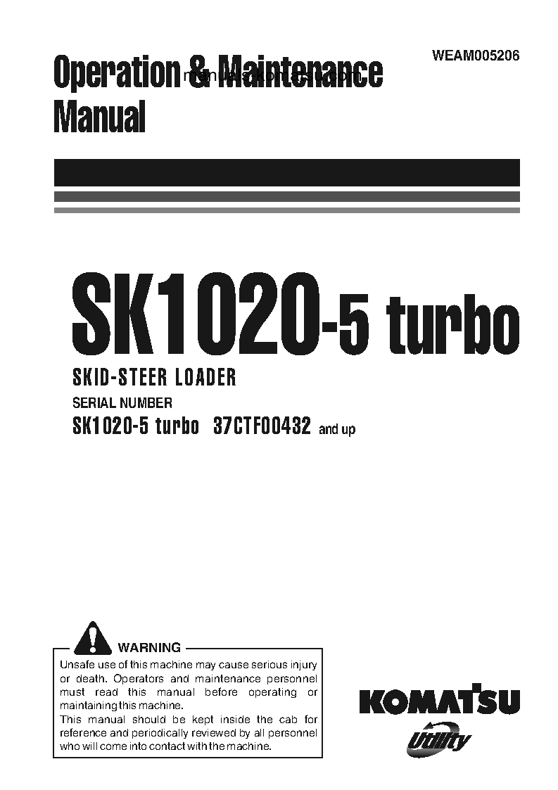 SK1020-5(ITA)-TURBO S/N 37CTF00432-37CTF00654 Operation manual (English)