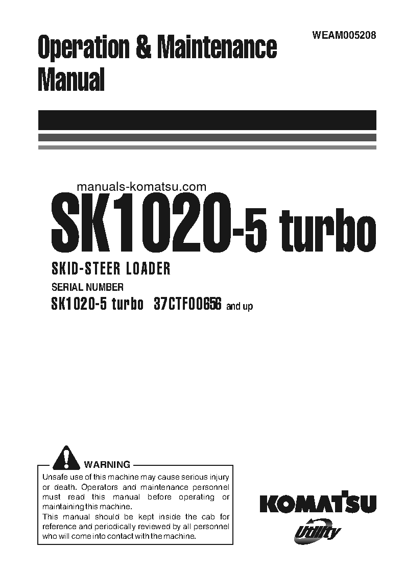 SK1020-5(ITA)-TURBO S/N 37CTF00655-UP Operation manual (English)