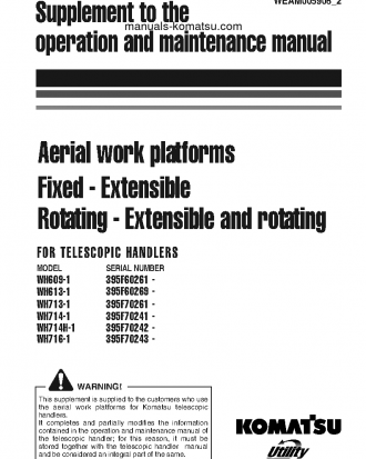 WH713-1(ITA) S/N 395F70261-UP Operation manual (English)