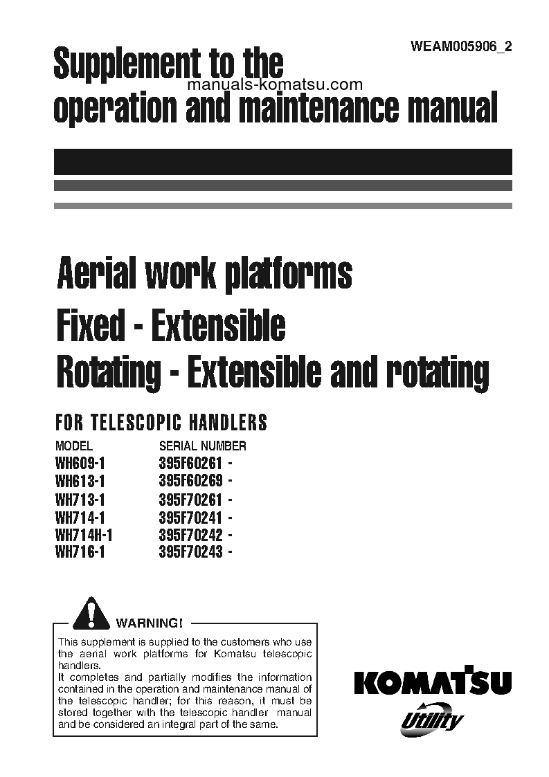 WH609-1(ITA) S/N 395F60261-UP Operation manual (English)