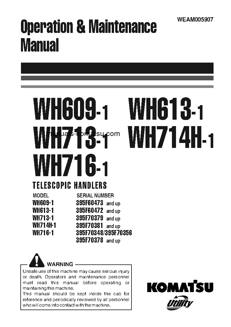 WH713-1(ITA) S/N 395F70379-UP Operation manual (English)