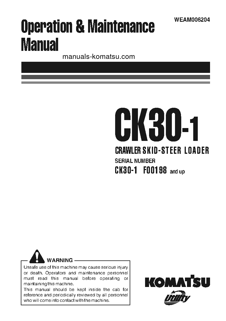 CK30-1(ITA) S/N F00198-UP Operation manual (English)