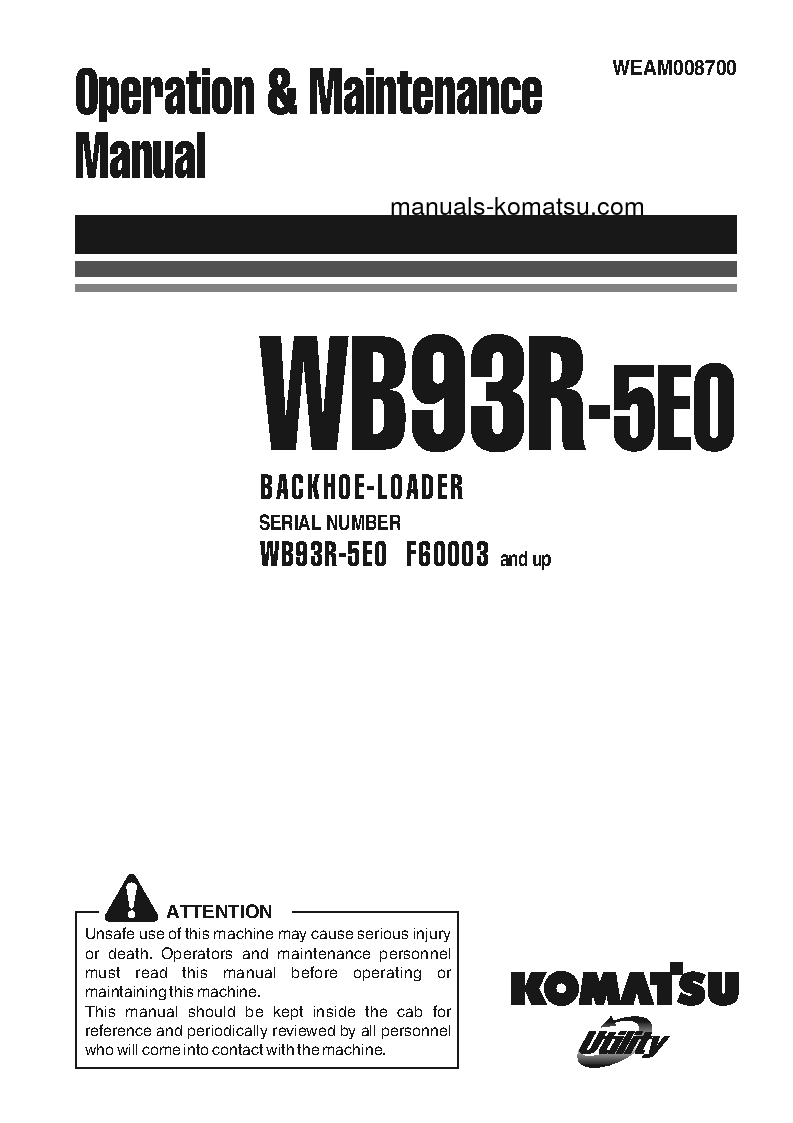 WB93R-5(ITA)-TIER 3 S/N F60003-UP Operation manual (English)