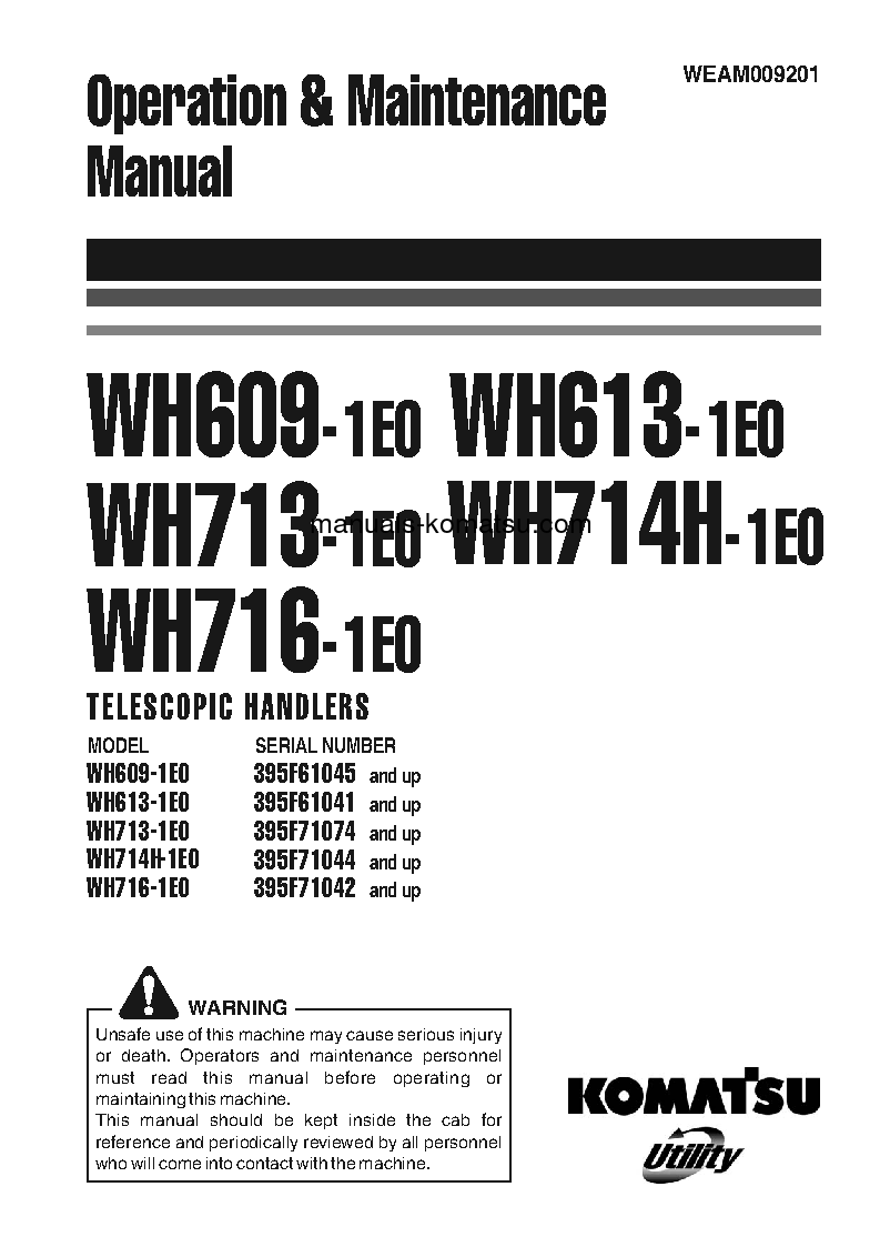 WH713-1(ITA)-TIER 3 S/N 395F71074-395F71096 Operation manual (English)