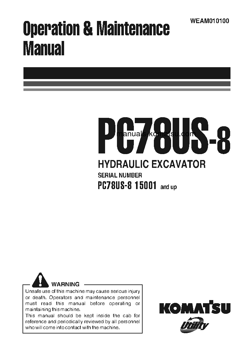 PC78US-8(JPN)-FOR EU S/N 15001-UP Operation manual (English)