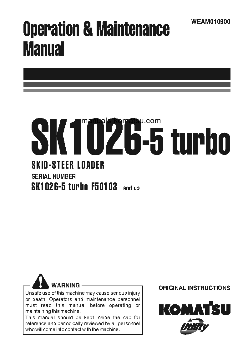 SK1026-5(ITA)-TURBO S/N F50103-UP Operation manual (English)