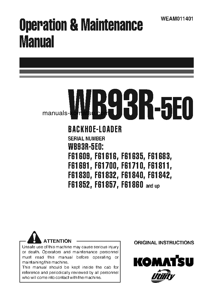 WB93R-5(ITA)-TIER 3 S/N F61857-F61857 Operation manual (English)