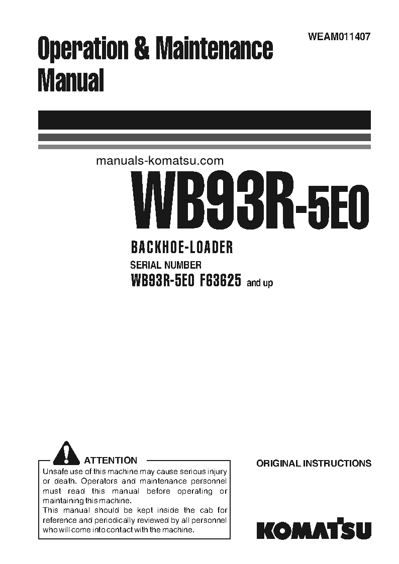WB93R-5(ITA)-TIER 3 S/N F63625-UP Operation manual (English)