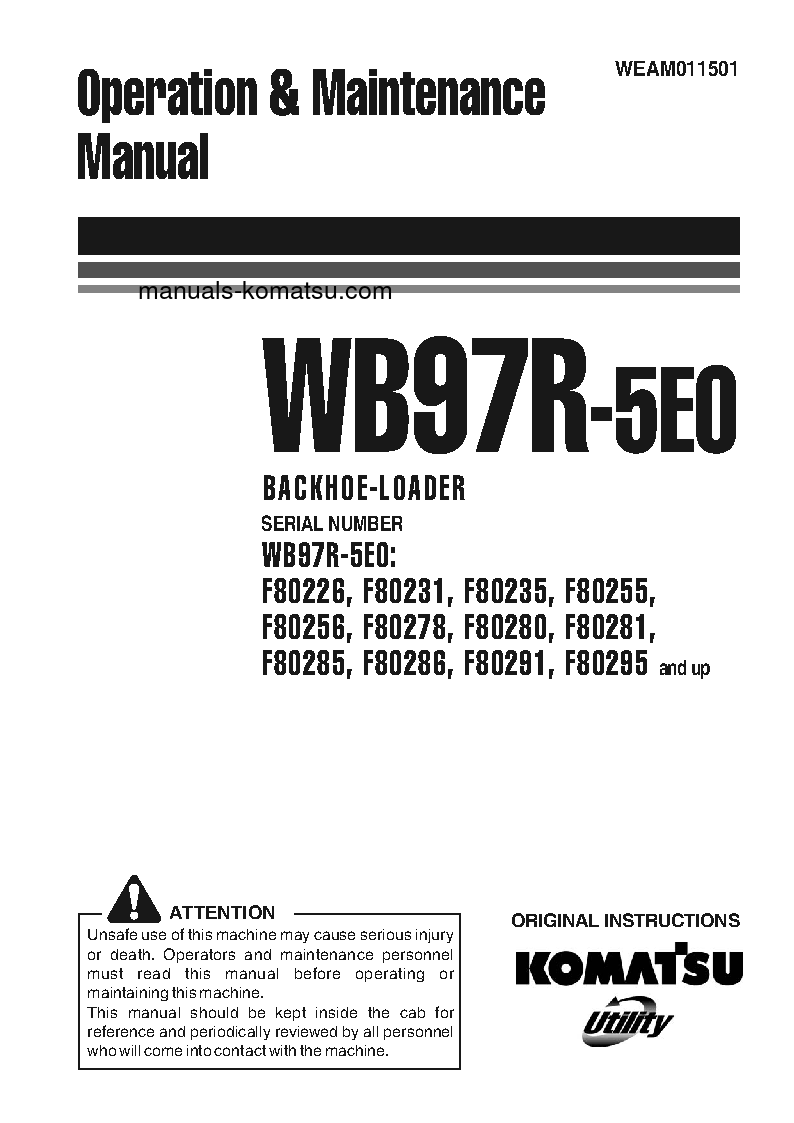 WB97R-5(ITA)-TIER 3 S/N F80278-F80278 Operation manual (English)