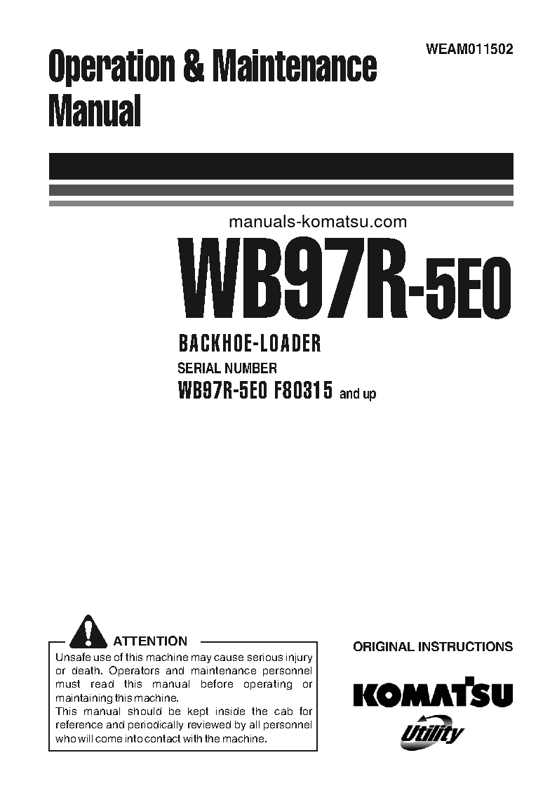 WB97R-5(ITA)-TIER 3 S/N F80315-UP Operation manual (English)