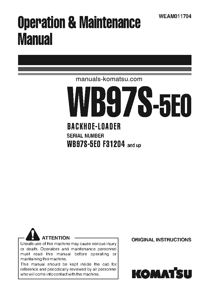 WB97S-5(ITA)-TIER 3 S/N F31204-UP Operation manual (English)