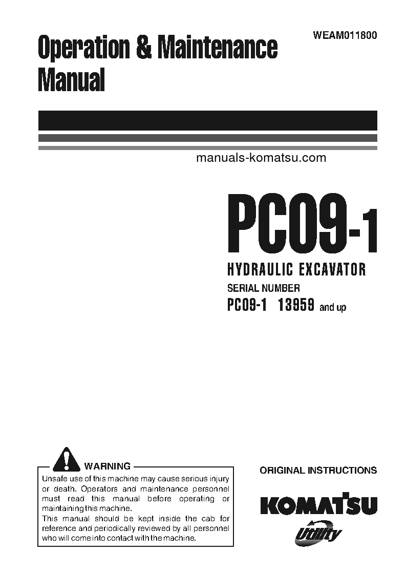 PC09-1(ITA) S/N 13959-UP Operation manual (English)