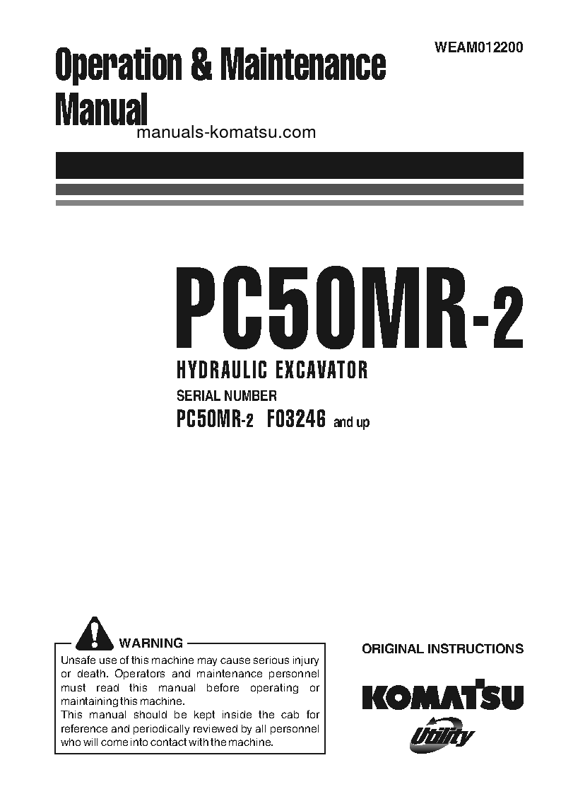 PC50MR-2(ITA) S/N F03246-UP Operation manual (English)