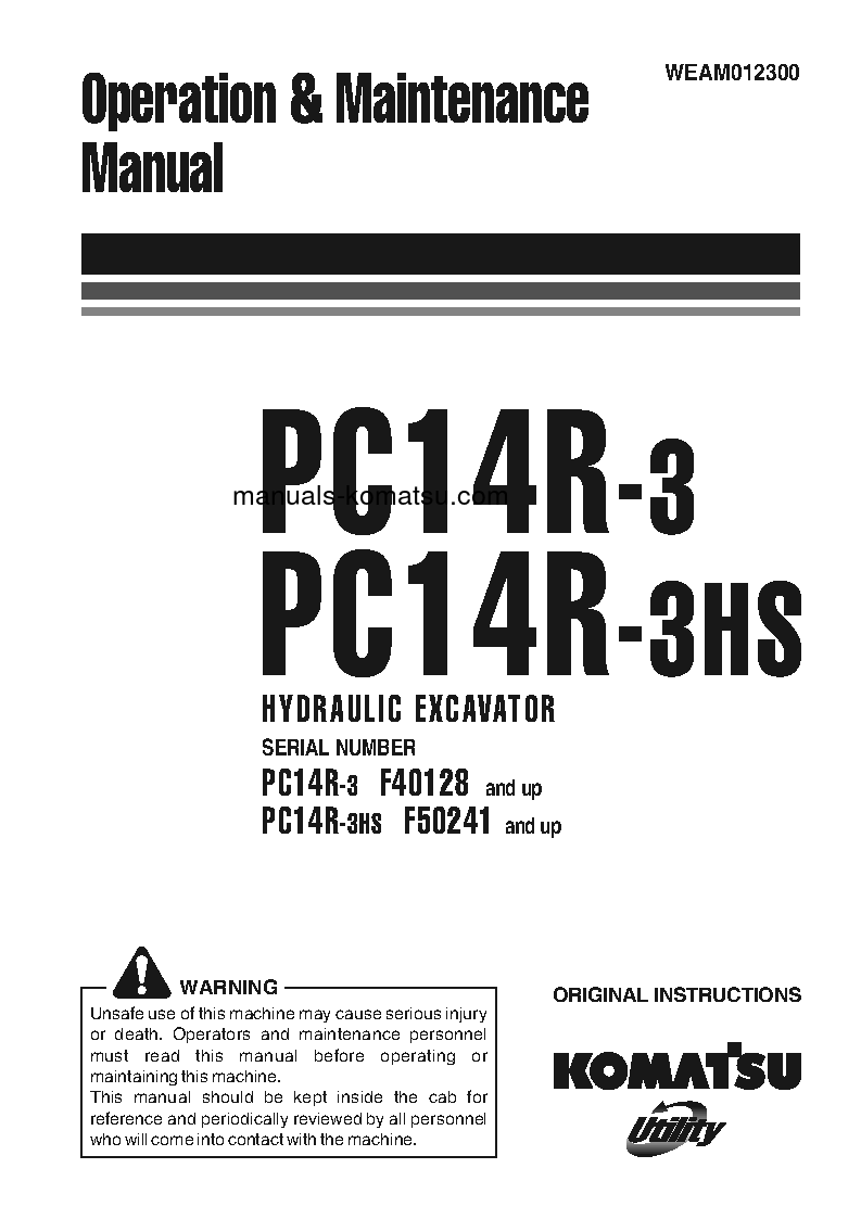 PC14R-3(ITA) S/N F40128-UP Operation manual (English)