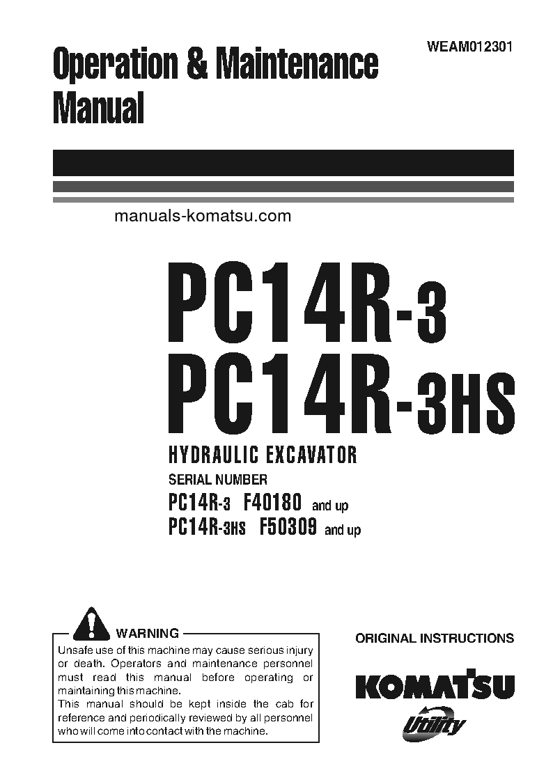 PC14R-3(ITA) S/N F50309-UP Operation manual (English)
