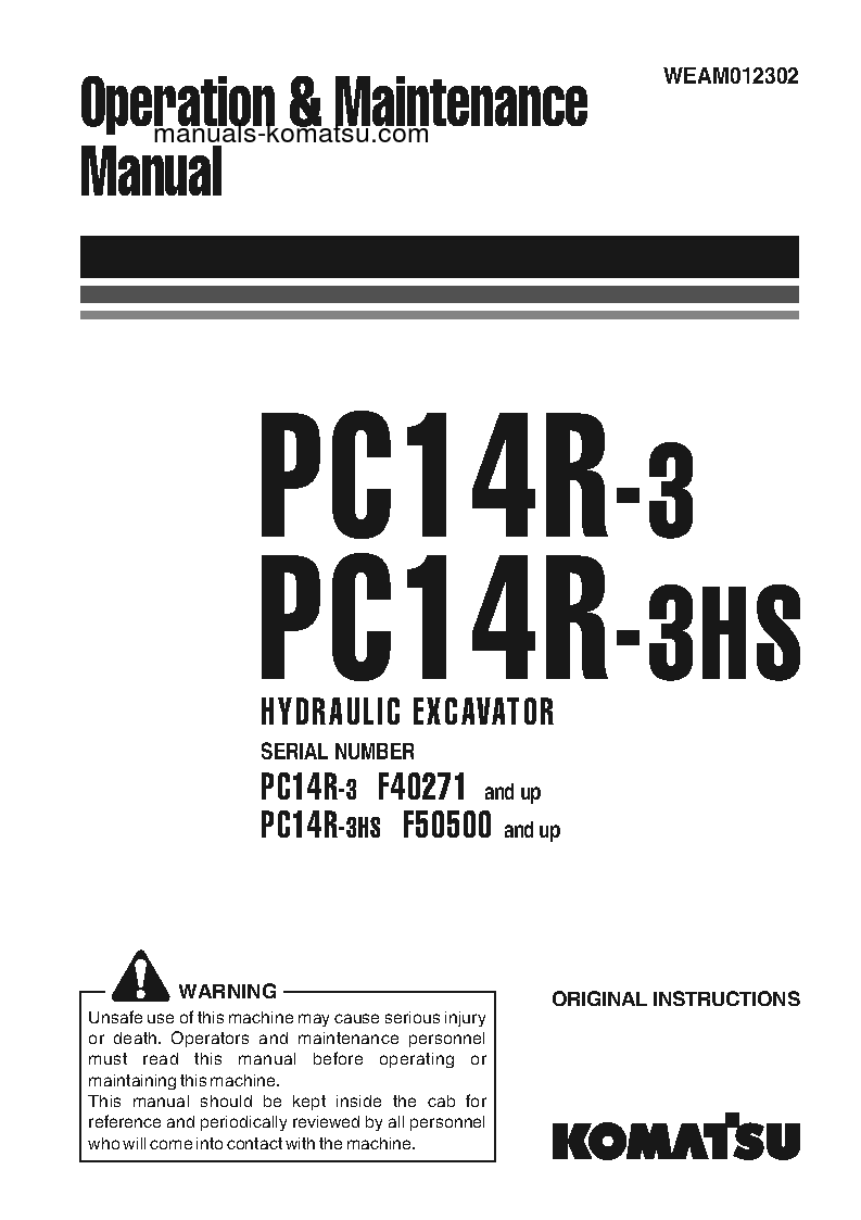 PC14R-3(ITA) S/N F40271-UP Operation manual (English)