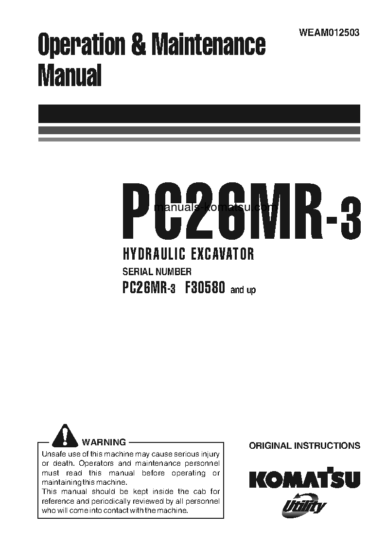 PC26MR-3(ITA) S/N F30580-UP Operation manual (English)