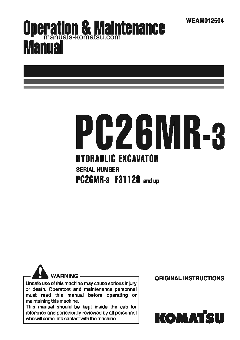 PC26MR-3(ITA) S/N F31129-UP Operation manual (English)