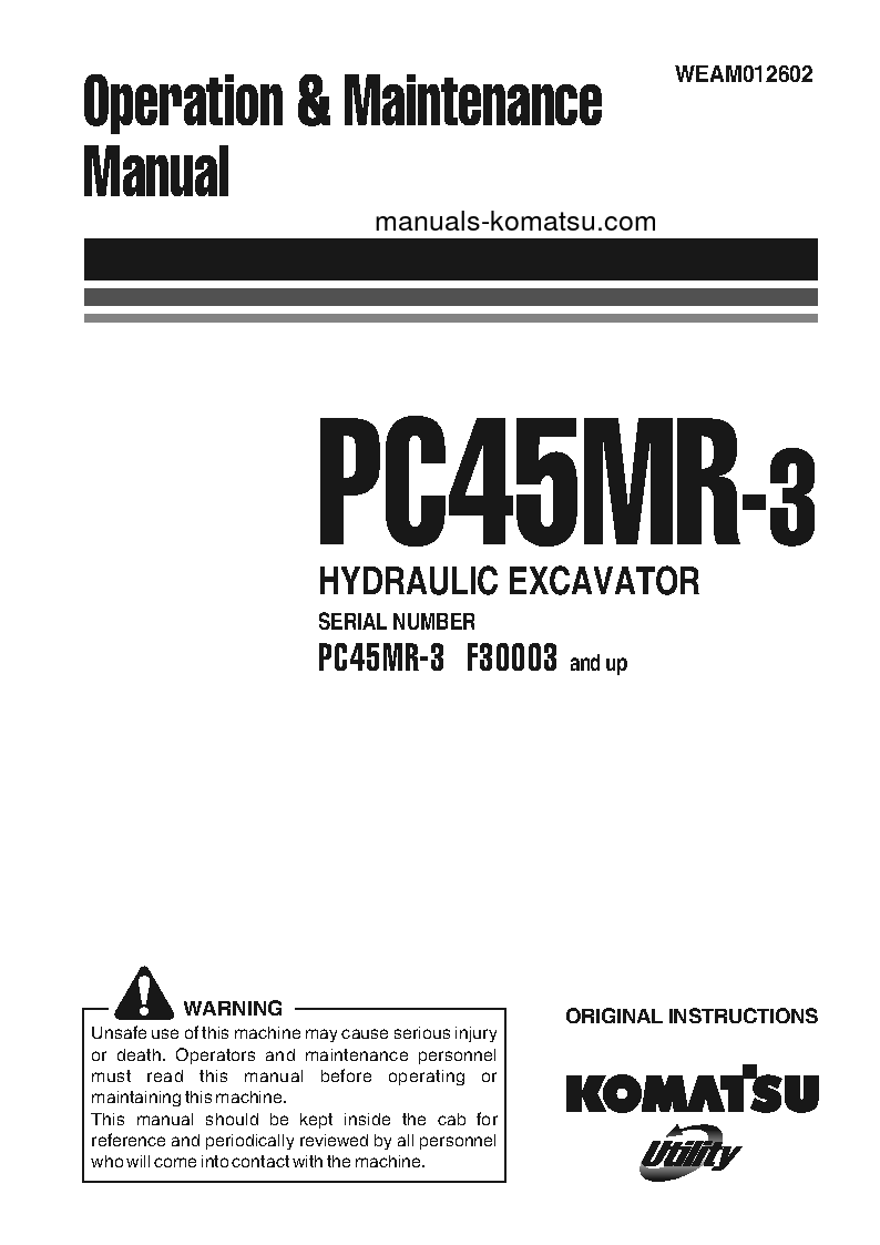 PC45MR-3(ITA) S/N F30003-UP Operation manual (English)