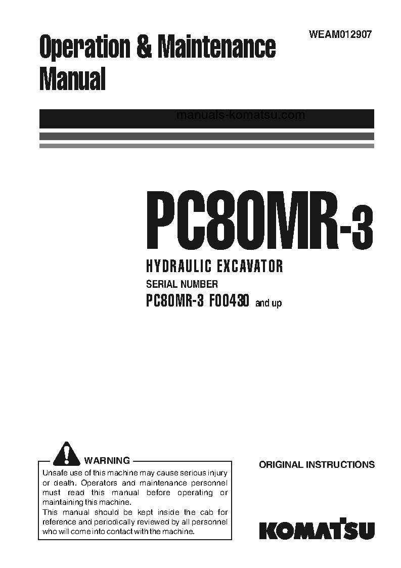 PC80MR-3(ITA) S/N F00430-UP Operation manual (English)