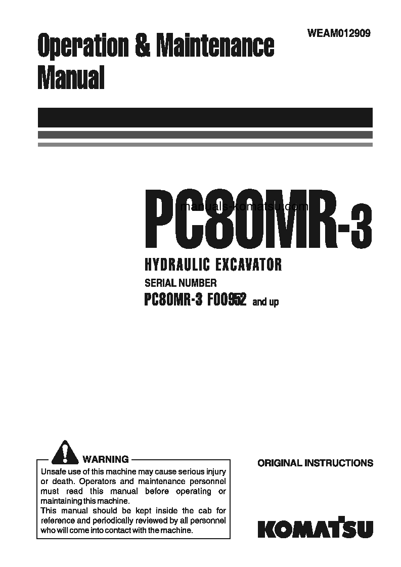 PC80MR-3(ITA) S/N F00952-UP Operation manual (English)