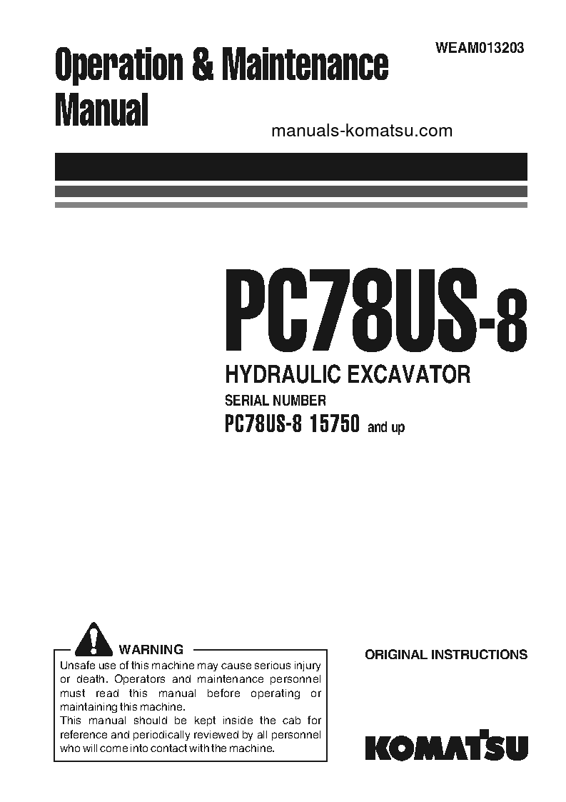 PC78US-8(JPN)-FOR EU S/N 15750-UP Operation manual (English)