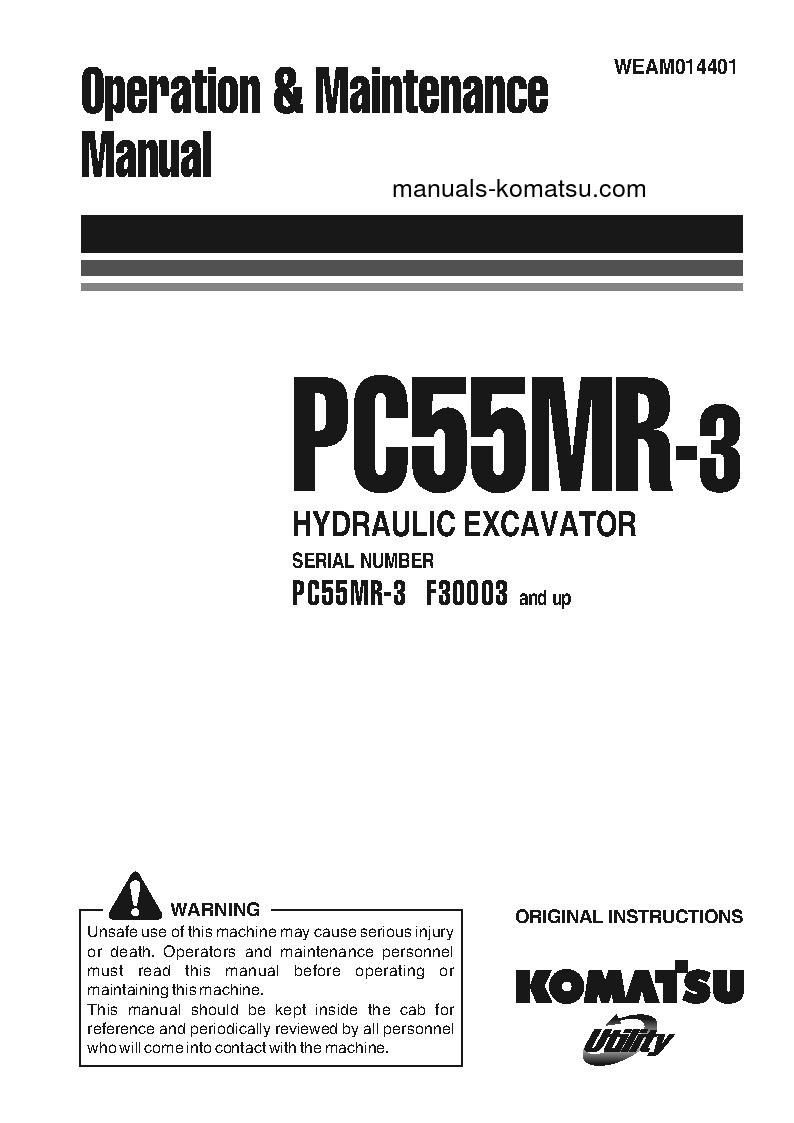 PC55MR-3(ITA) S/N F30003-UP Operation manual (English)