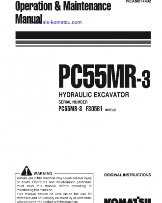 PC55MR-3(ITA) S/N F30561-UP Operation manual (English)