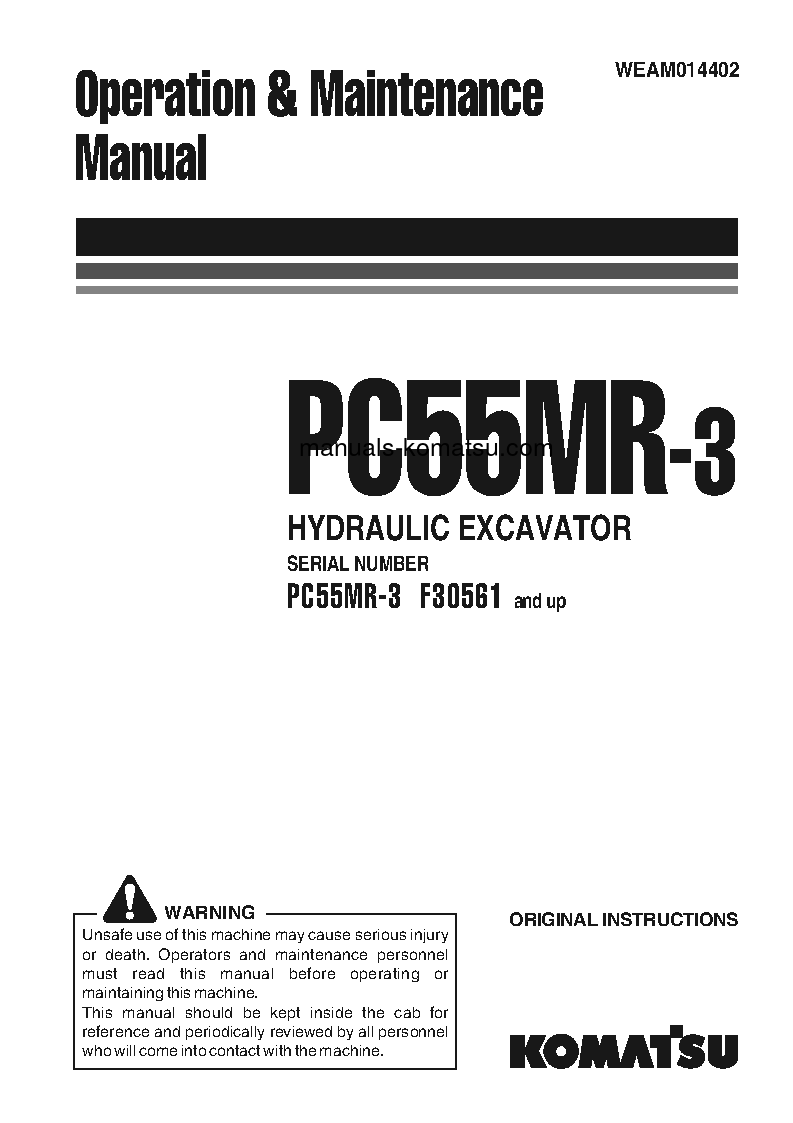PC55MR-3(ITA) S/N F30561-UP Operation manual (English)