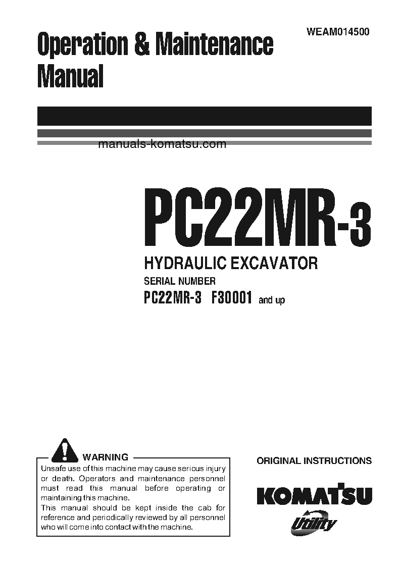 PC22MR-3(ITA) S/N F30001-UP Operation manual (English)