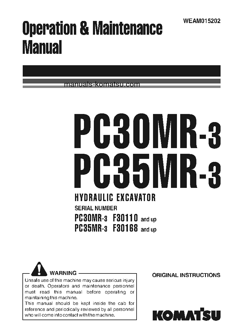 PC30MR-3(ITA) S/N F30110-UP Operation manual (English)