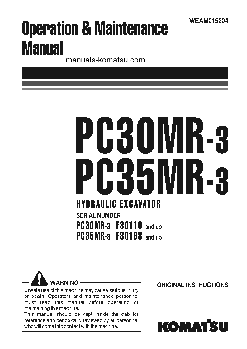 PC35MR-3(ITA) S/N F30168-UP Operation manual (English)