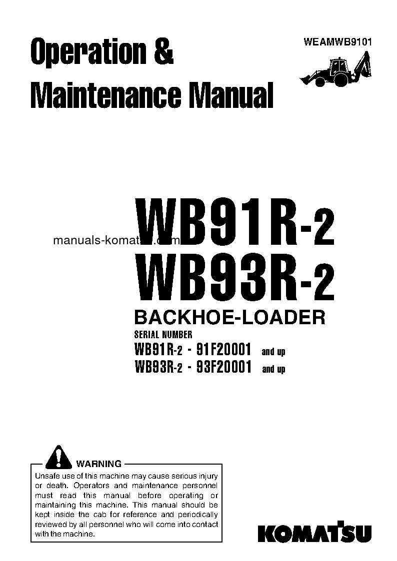 Protected: WB93R-2(ITA) S/N 93F20001-39F23452 Operation manual (English)