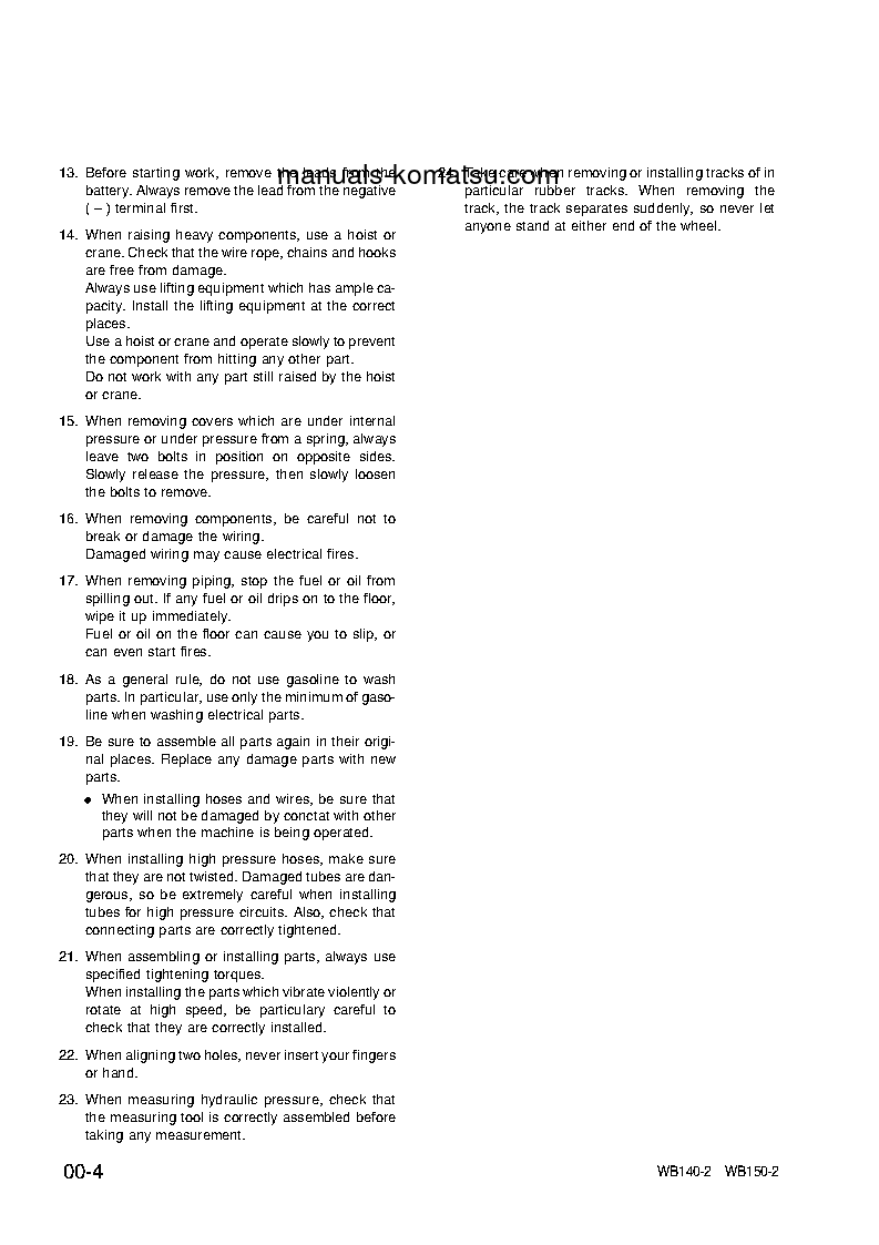 Protected: WB140-2(ITA) S/N 140F10001-140F11450 Shop (repair) manual (English)