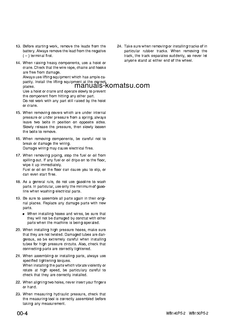 Protected: WB140PS-2(ITA) S/N 140F50001-140F50091 Shop (repair) manual (English)