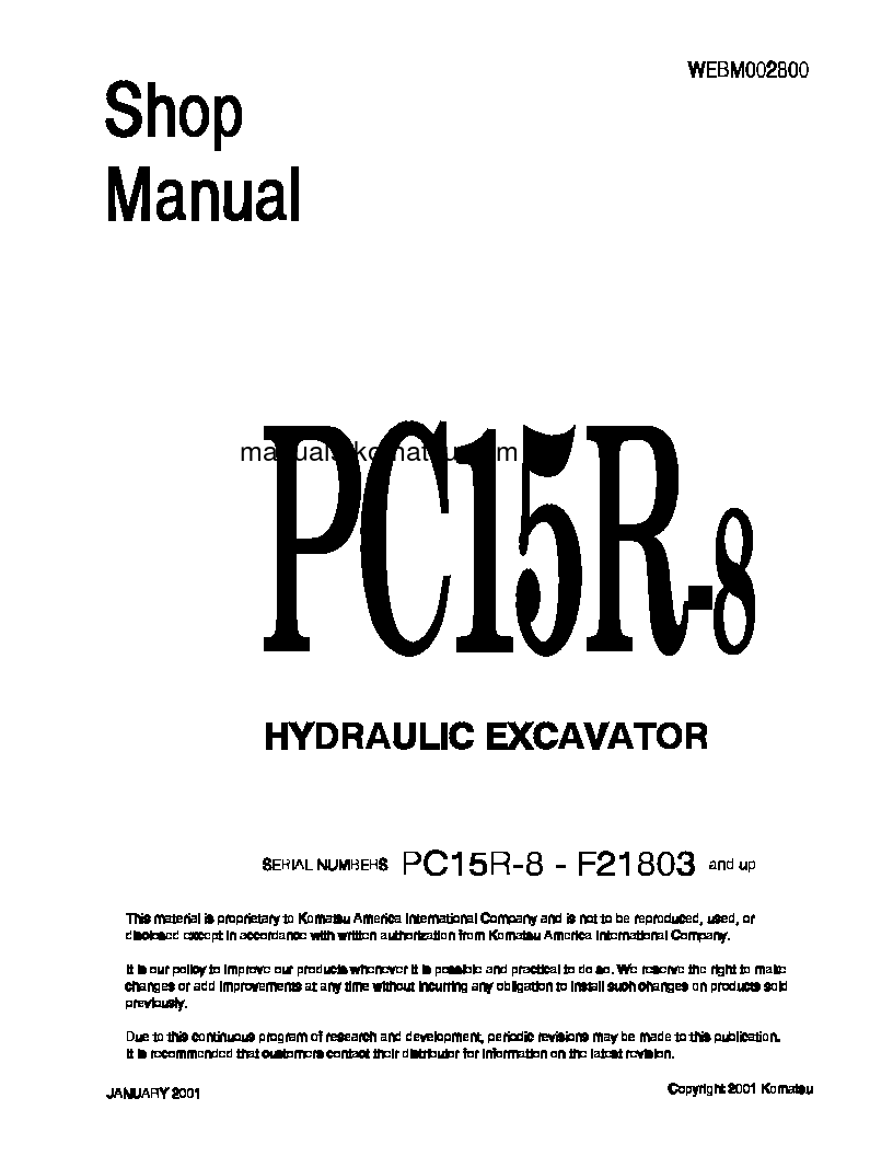 PC15R-8(ITA) S/N F21803-UP Shop (repair) manual (English)