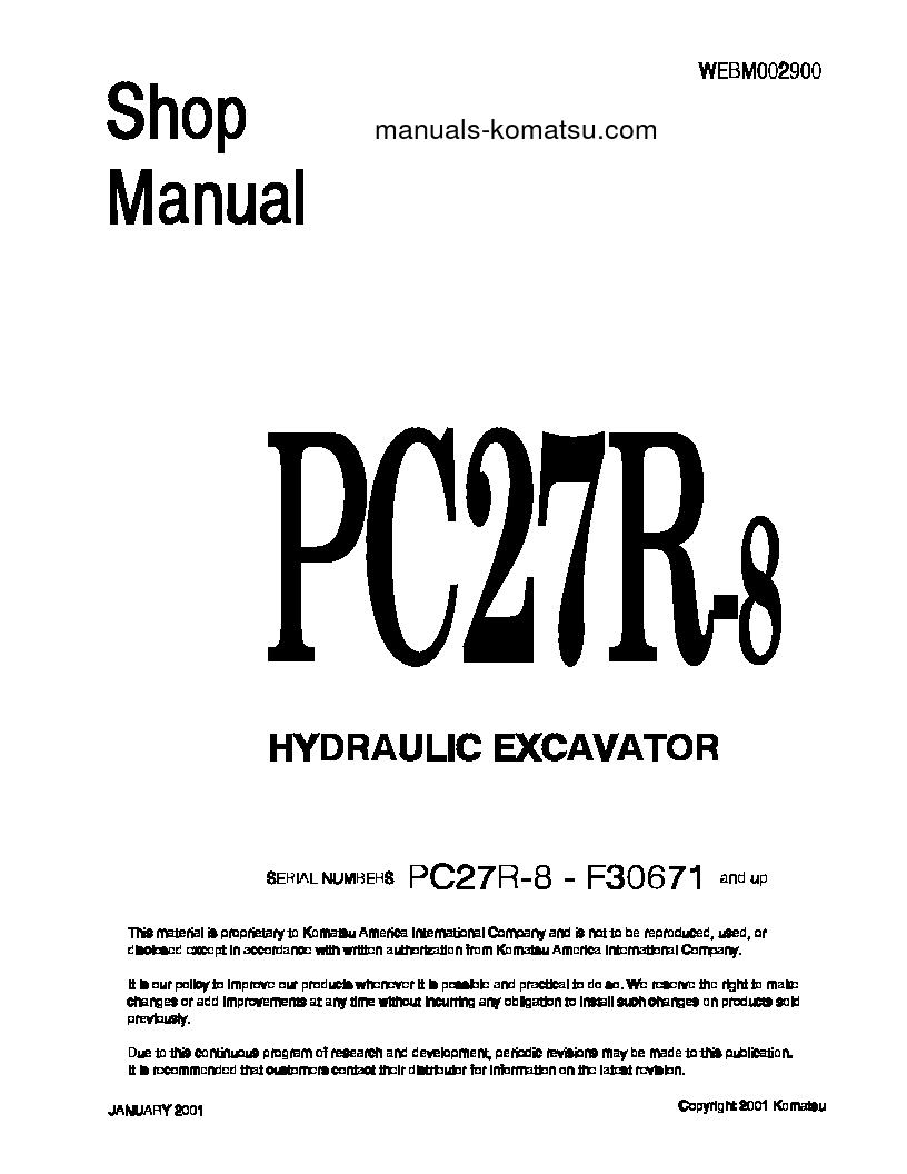 PC27R-8(JPN) S/N F30671-F31102 Shop (repair) manual (English)