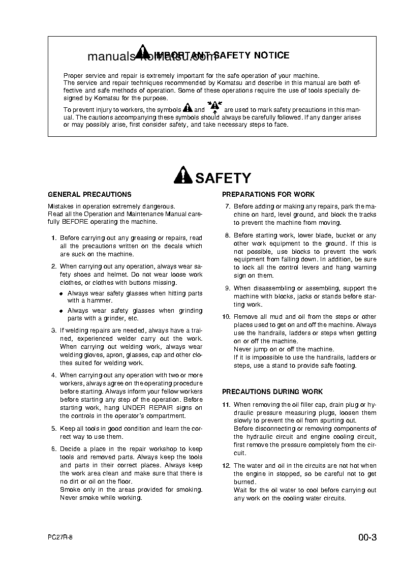 Protected: PC27R-8(JPN) S/N F30671-F31102 Shop (repair) manual (English)