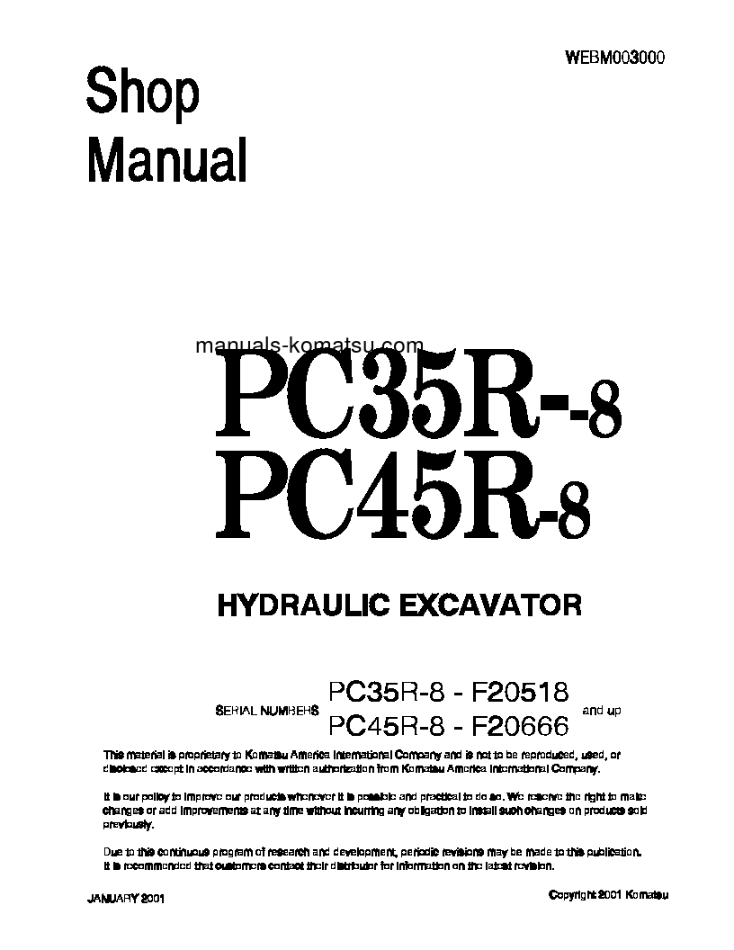 PC35R-8(JPN) S/N F20518-F20931 Shop (repair) manual (English)