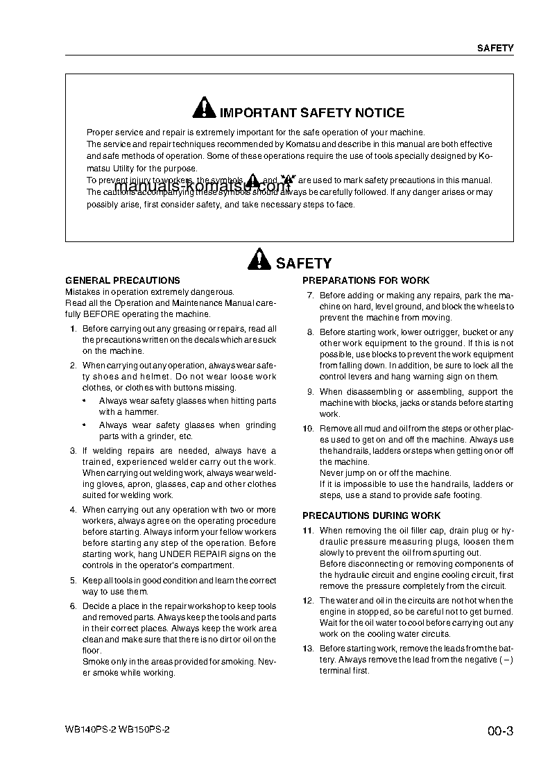 Protected: WB140PS-2(ITA) S/N 140F50098-UP Shop (repair) manual (English)