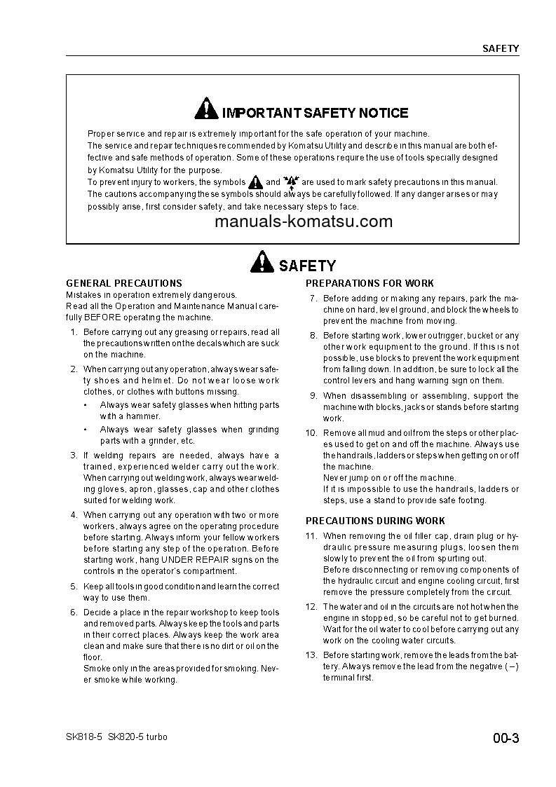 Protected: SK820-5(ITA) S/N 37BTF50003-37BTF50111 Shop (repair) manual (English)