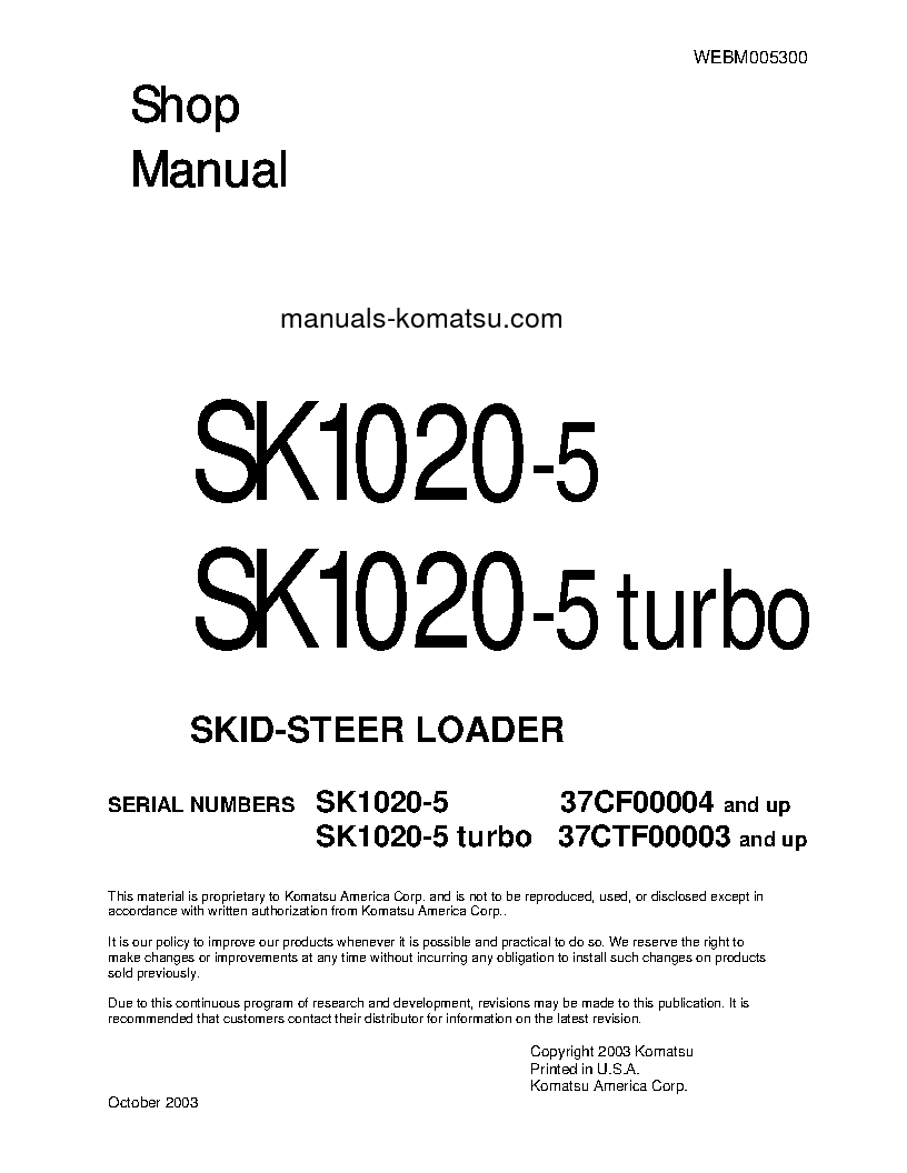 SK1020-5(ITA) S/N 37CTF00003-UP Shop (repair) manual (English)