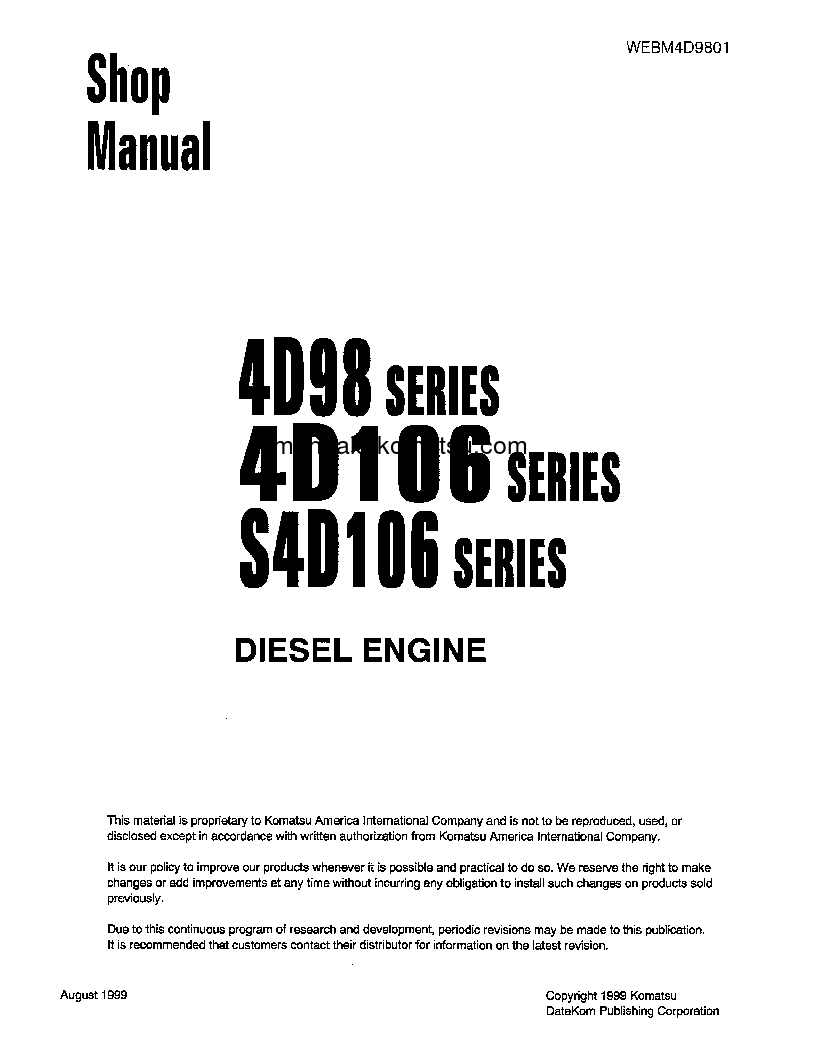 4D106-1(BEL) S/N ALL Shop (repair) manual (English)