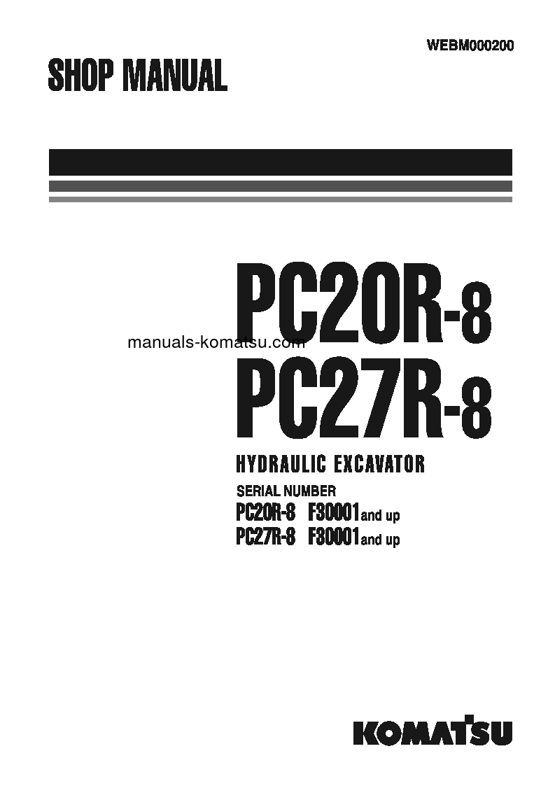 PC20R-8(ITA) S/N F30001-F30790 Shop (repair) manual (English)