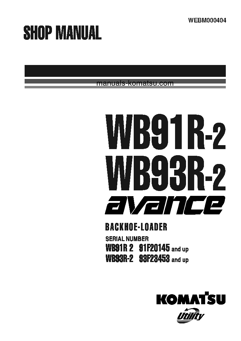 WB91R-2(ITA) S/N 91F20145-91F20249 Shop (repair) manual (English)