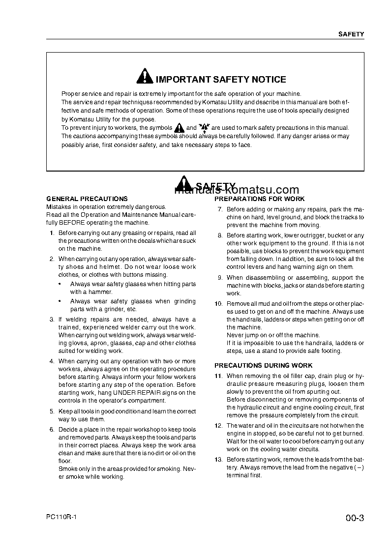 Protected: PC110R-1(ITA) S/N 2265010001-UP Shop (repair) manual (English)