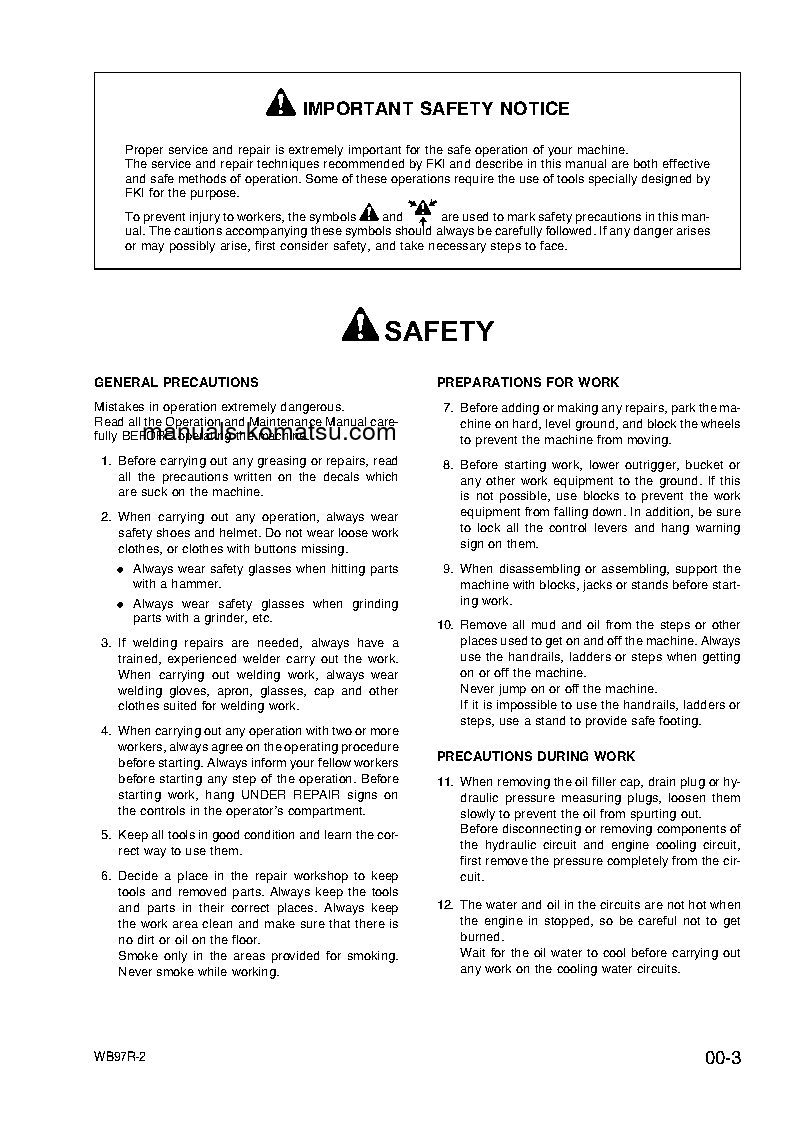 Protected: WB97R-2(ITA) S/N 97F20001-97F20742 Shop (repair) manual (English)