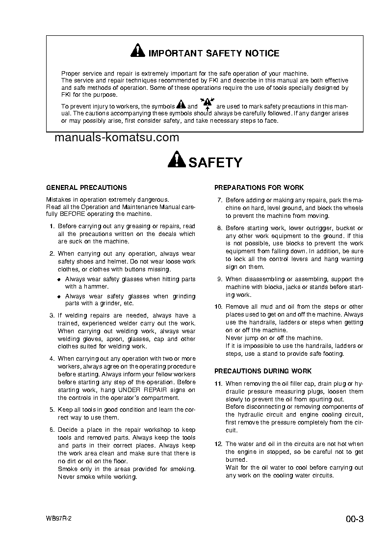 Protected: WB97R-2(ITA) S/N 97F20001-UP Shop (repair) manual (English)